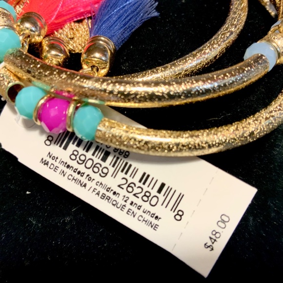 LILLY PULITZER NWT 3 pc BOHO GOLD TASSEL BRACELET TRIO - STRETCH - STACK - Picture 7 of 10